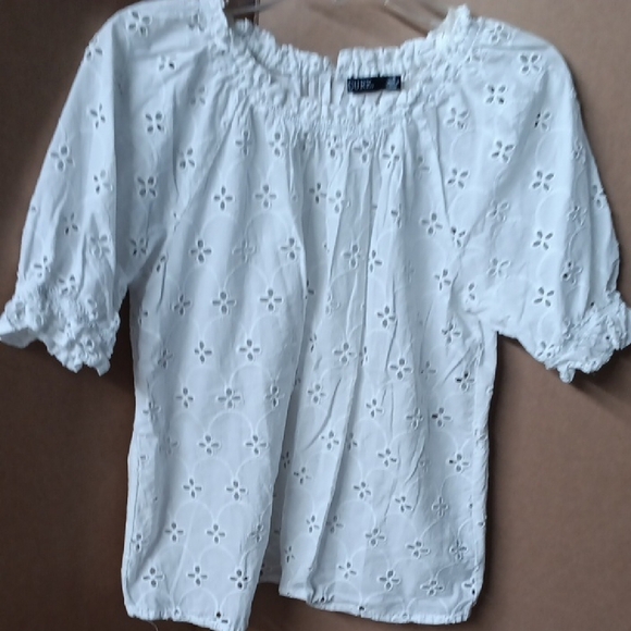 cure Tops - White Eyelet Blouse